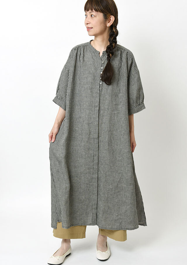 【2026春夏】【ブルーライフ】リネン比翼ワンピース【B-01F15211】【S12】