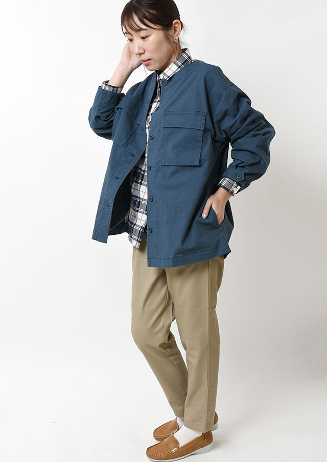 希少　ヤントル　ノーカラー　ジャケット　ネイビー ノーカラージャケット ネイビー Traditional Standard | よろずを継ぐ