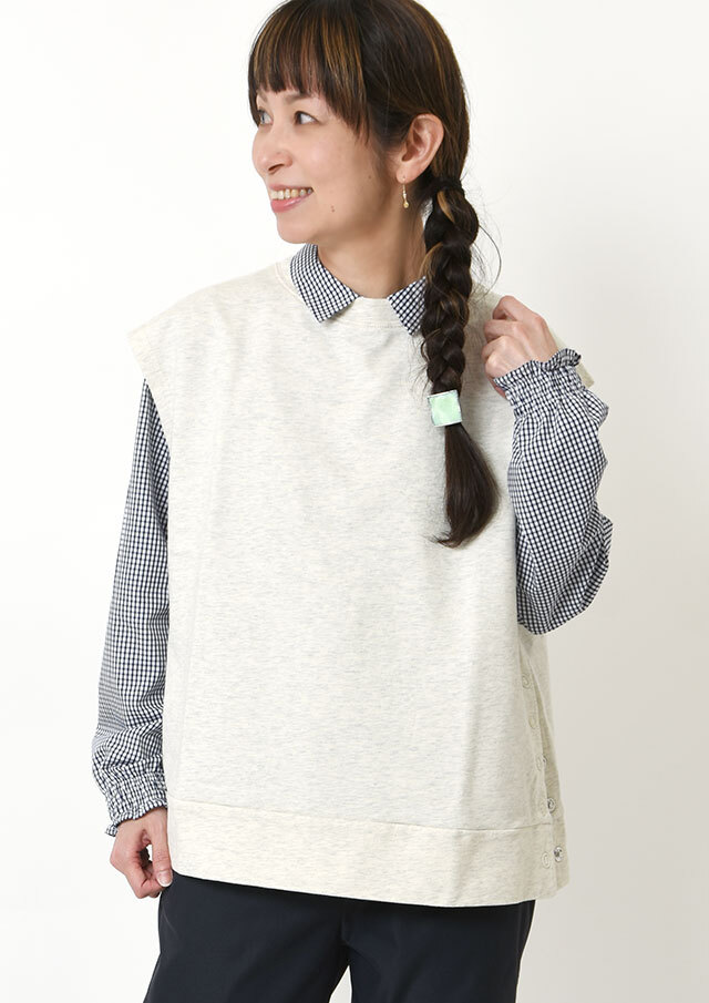 【2026春夏】【ブルーライフ】ミニ裏毛サイドボタンベスト【B-861308】【S11】