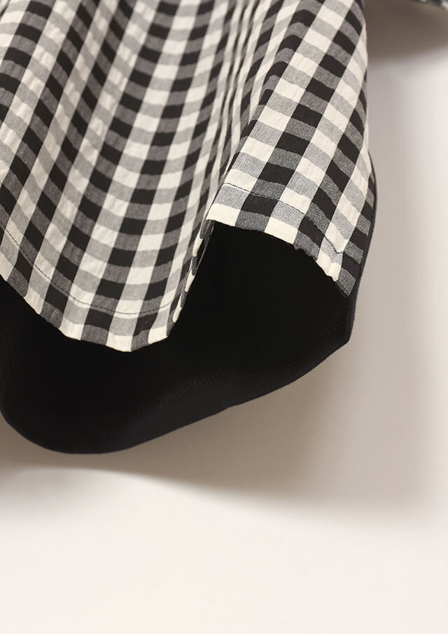 期間限定10%OFF!【2025春夏】【ブルーライフ】ギンガムドッキングカットソー四分袖【B-UO51301A】【S12】
