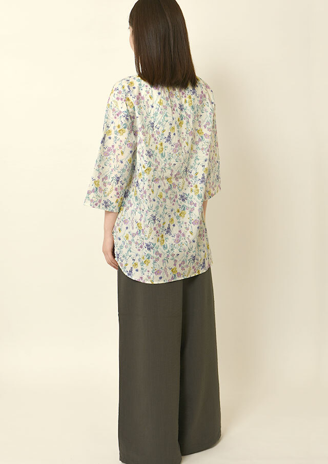 タロピン ブラウス 32 、36 2点 2025春夏】【ブルーライフ】ボタニカルヘンリーネックブラウス七