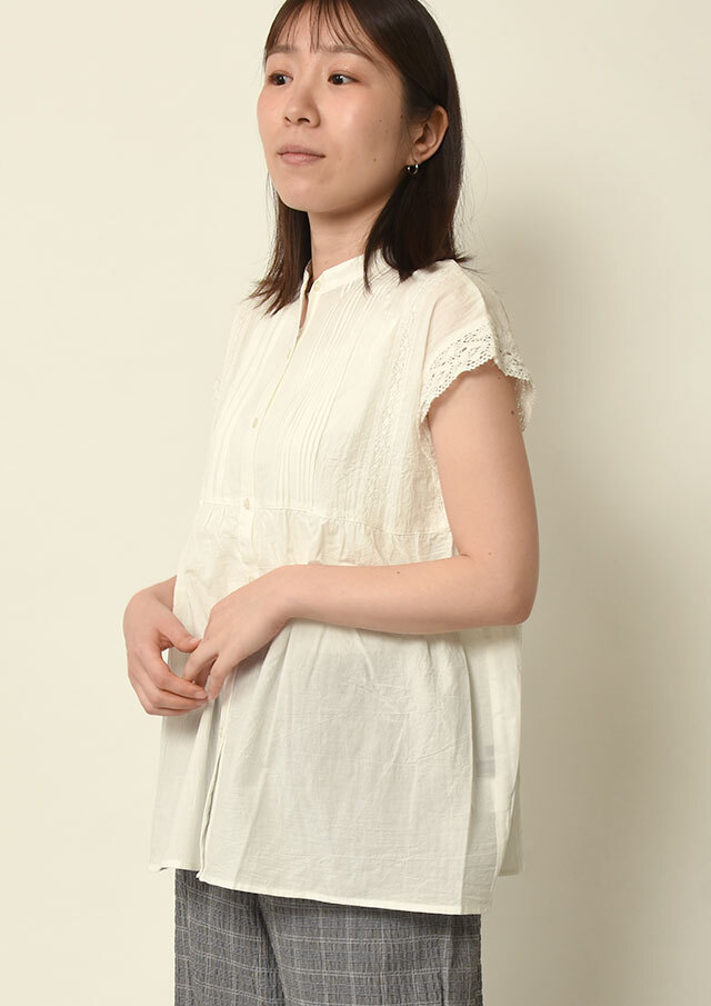 期間限定10%OFF!【2025春夏】【ブルーライフ】レースピンタックブラウス【BL055102】【S12】