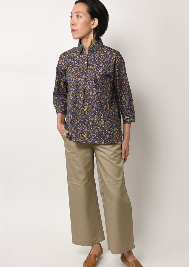 2025秋冬】【ブルーライフ】花柄プルオーバーブラウス七分袖【BL055503