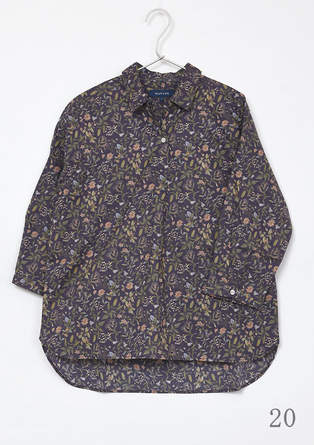 2025秋冬】【ブルーライフ】花柄プルオーバーブラウス七分袖【BL055503