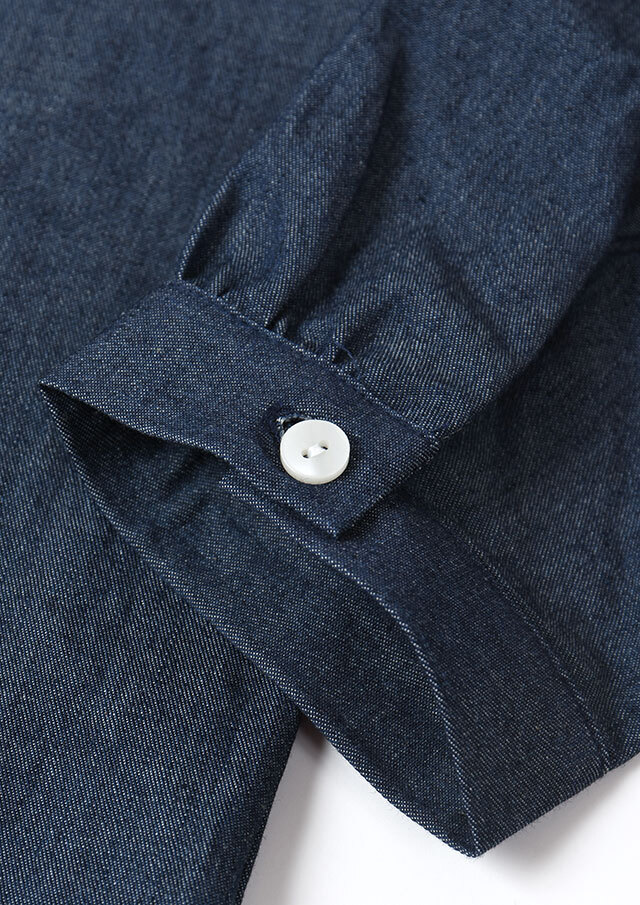 2025秋冬】【ブルーライフ】デニム襟フリルブラウス長袖【BL055508