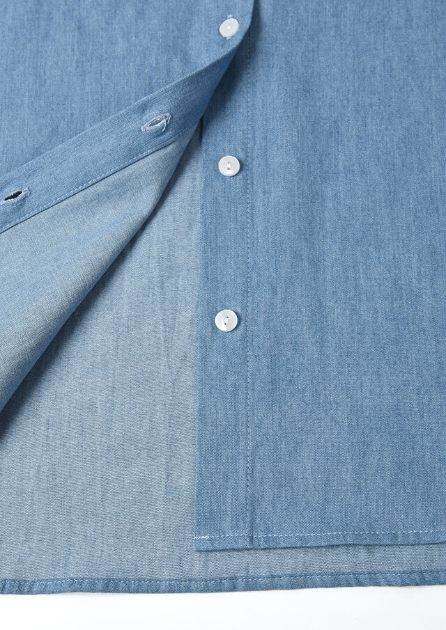 2025秋冬】【ブルーライフ】デニム襟フリルブラウス長袖【BL055508