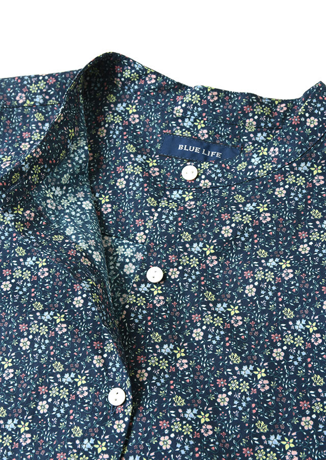 【新品】定価53,900円　レリアン　花柄スタンドカラーブラウス　ブルー　11 新品】定価53,900円レリアン花柄スタンドカラーブラウスブルー11