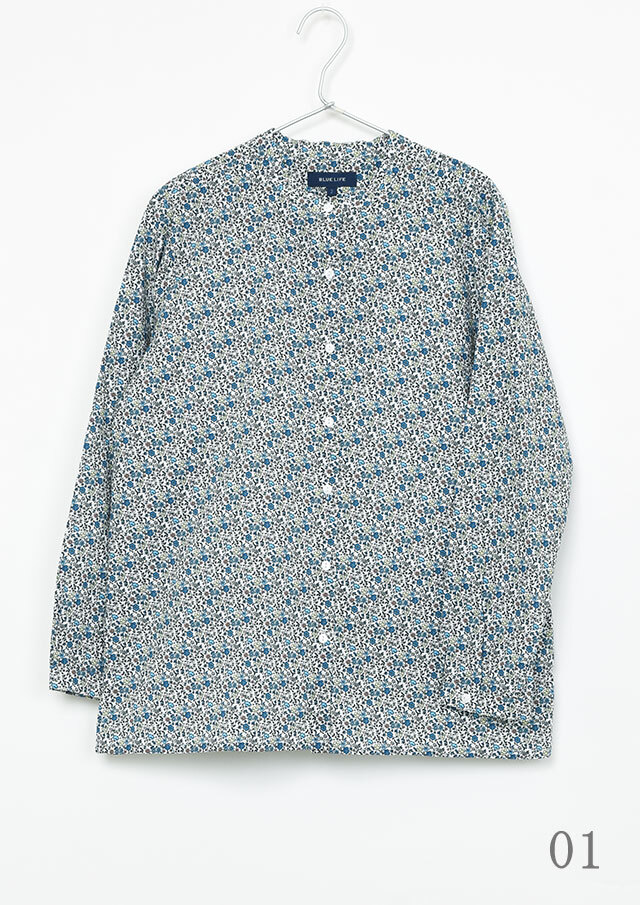 2026春夏】【ブルーライフ】花柄スタンドカラーブラウス【BL056002