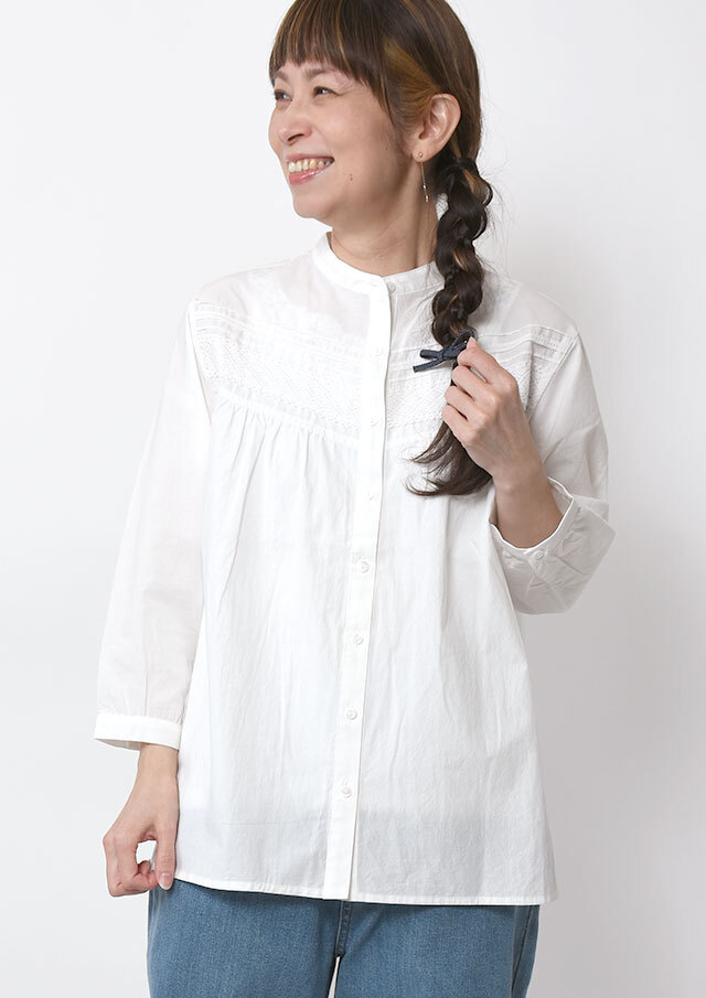 【2026春夏】【ブルーライフ】レース使いブラウス九分袖【BL056015】【S11】