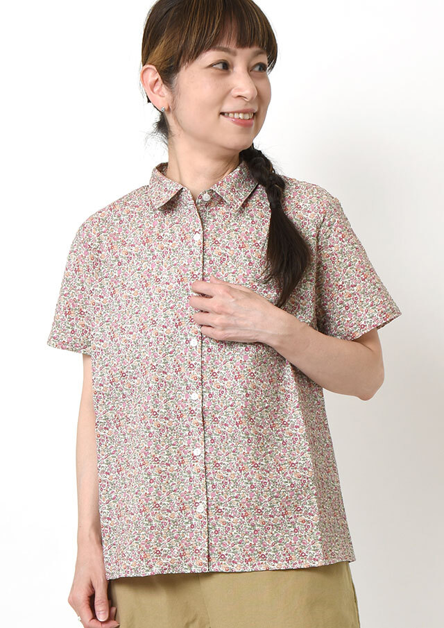 【2026春夏】【ブルーライフ】リップル小花柄半袖ブラウス【BL056101】【S12】