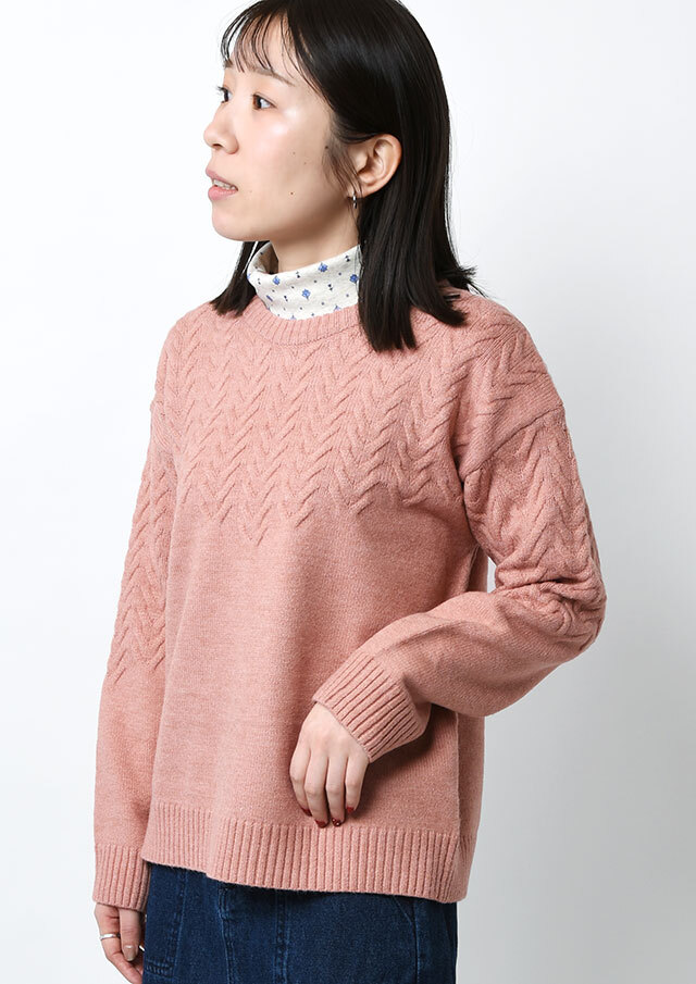 SALE!!【2025秋冬】【ブルーライフ】地柄ニットプルオーバー【BL065607】【S22】