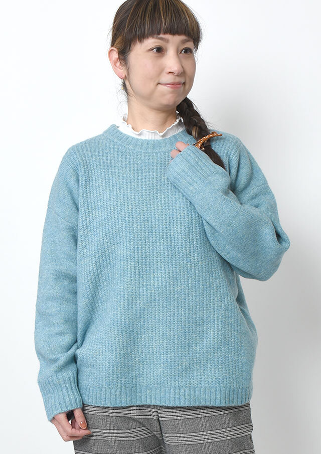 SALE!!【2025秋冬】【ブルーライフ】片畦編み裾ラウンドニットプルオーバー【BL065608】【S22】