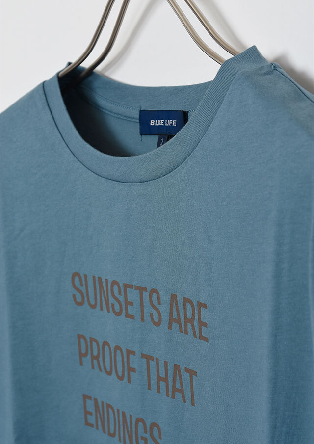 2025秋冬】【ブルーライフ】英字ロゴプリント八分袖Tシャツ【BL075501