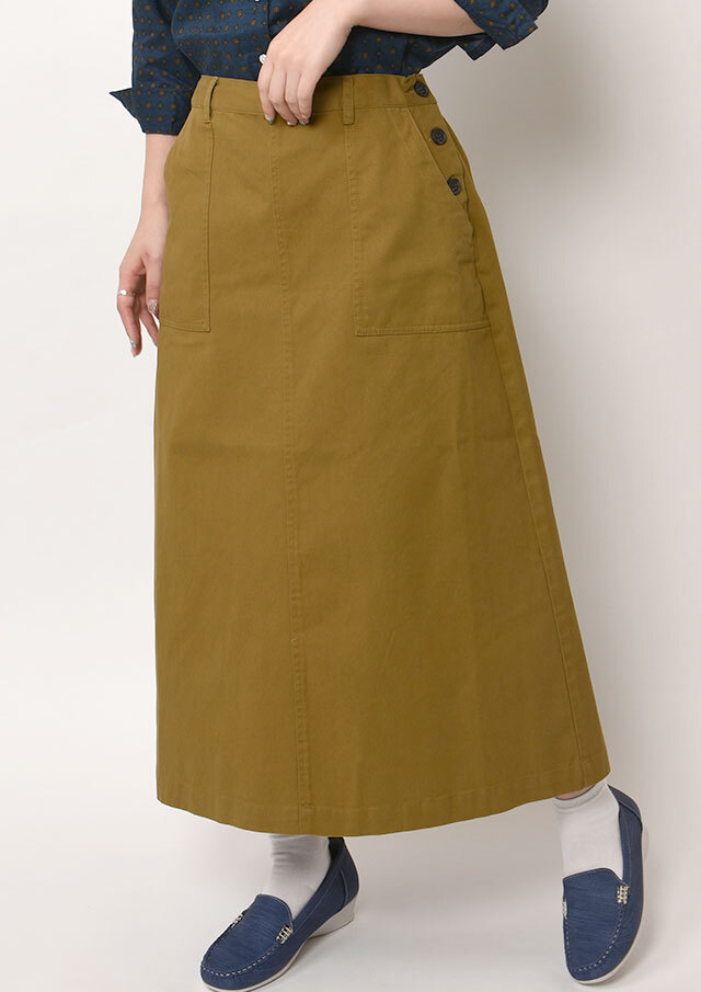 【2025秋冬】【ブルーライフ】綿ツイル無地Aラインスカート【BL085501】【S21】