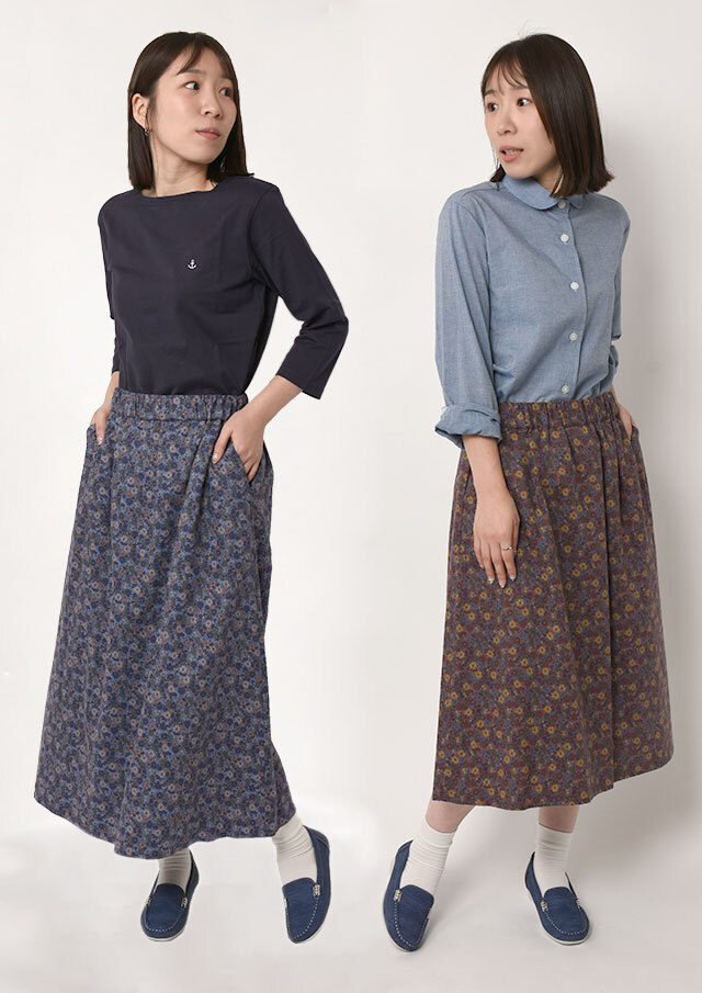 SALE!!【2025秋冬】【ブルーライフ】ぼかし花柄着丈違いスカート【BL085502】【S21】