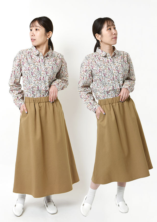 CharmingSale_10%OFF!!【2025秋冬】【ブルーライフ】ツイル無地着丈違いスカート【BL085503】【S21】