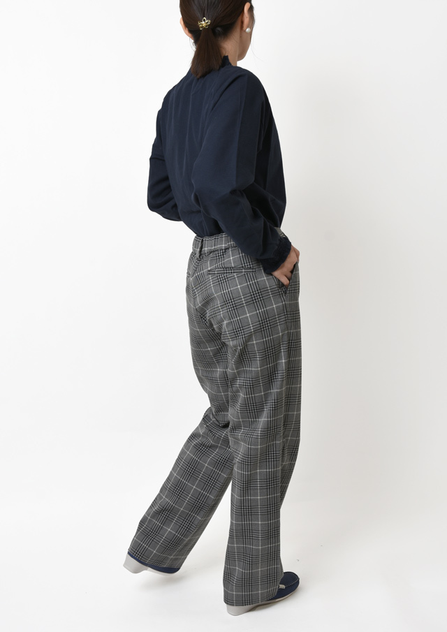 2025秋冬】【ブルーライフ】裏起毛チェックストレートパンツ【BL095601