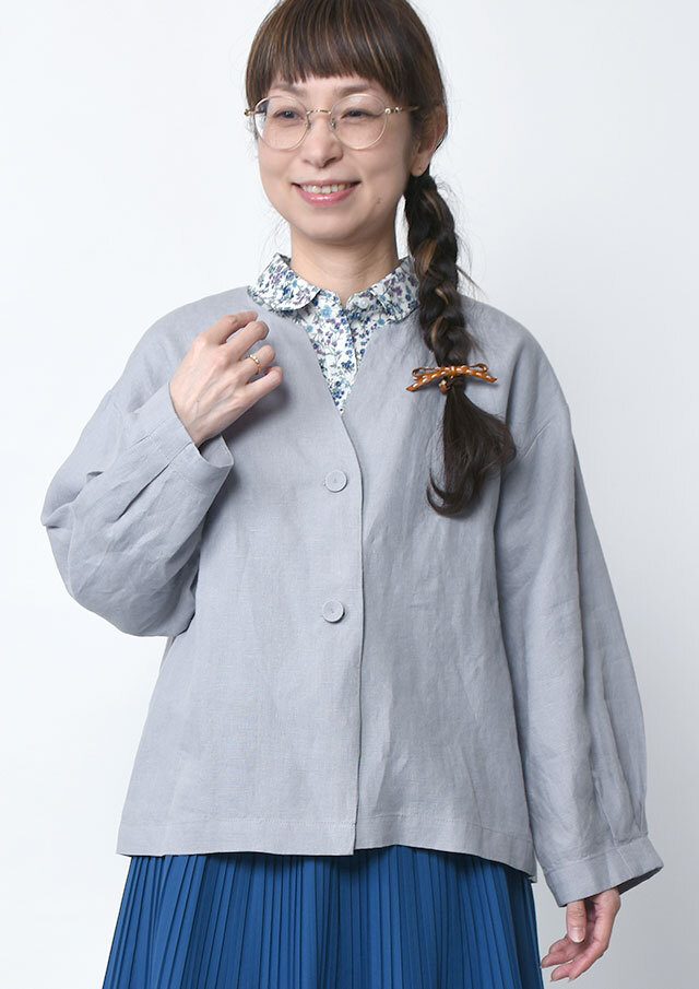 【2026春夏】【ブルーライフ】リネンノーカラージャケット【BL166101】【S12】