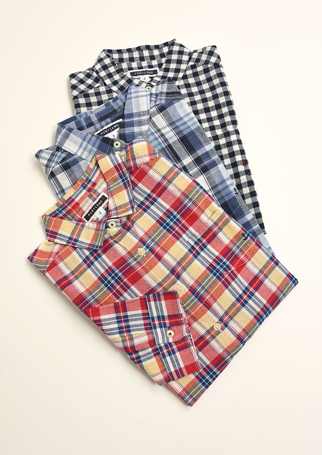 2024春夏】【ポートランド】マドラスミニカラーロングブラウス七分袖  