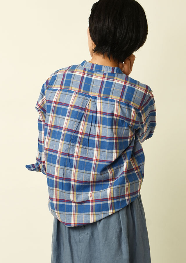 SALE!!【2025春夏】【ポートランド】マドラスチェックスタンドカラー七分袖【PL055314】【S11】