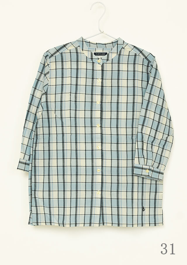 SALE!!【2025春夏】【ポートランド】マドラスチェックスタンドカラー七分袖【PL055314】【S11】