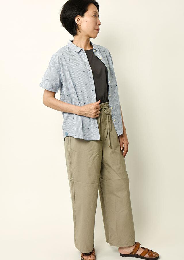 期間限定10%OFF!【2025春夏】【ポートランド】イカリプリントミニカラーブラウス半袖【PL055409】【S12】