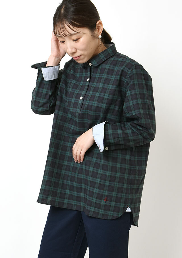 CharmingSale_10%OFF!!【2025秋冬】【ポートランド】オックスチェックプルオーバーロングブラウス【PL055702】【S21】
