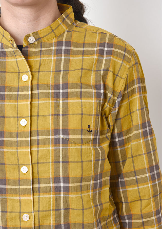 2025秋冬】【ポートランド】シャーリングチェックブラウス七分袖