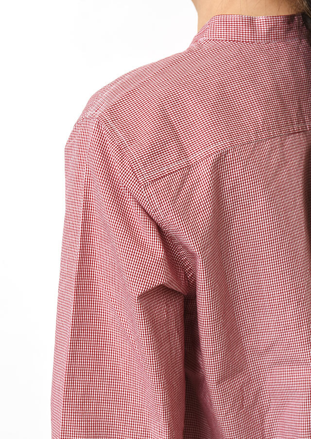 2026春夏】【ポートランド】マオカラーギンガムプルオーバーブラウス