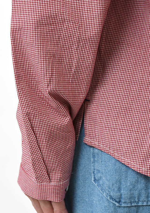 2026春夏】【ポートランド】マオカラーギンガムプルオーバーブラウス