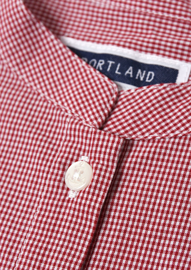 2026春夏】【ポートランド】マオカラーギンガムプルオーバーブラウス