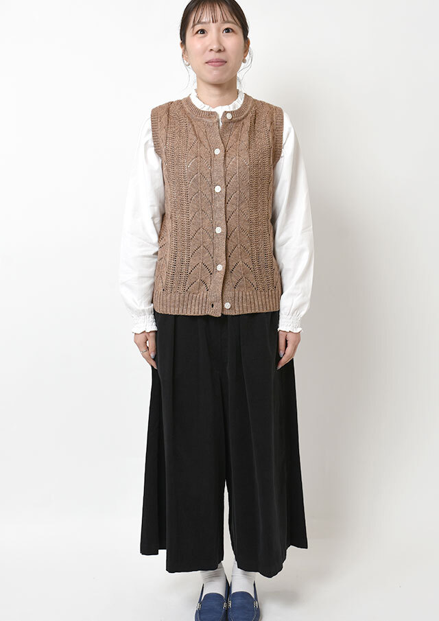 2025秋冬】【ポートランド】透かし編みクルーネックベスト【PL065903