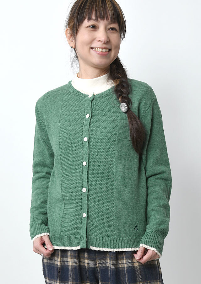 【2025秋冬】【ポートランド】編地変化クルーネックカーディガン【PL065906】【S22】
