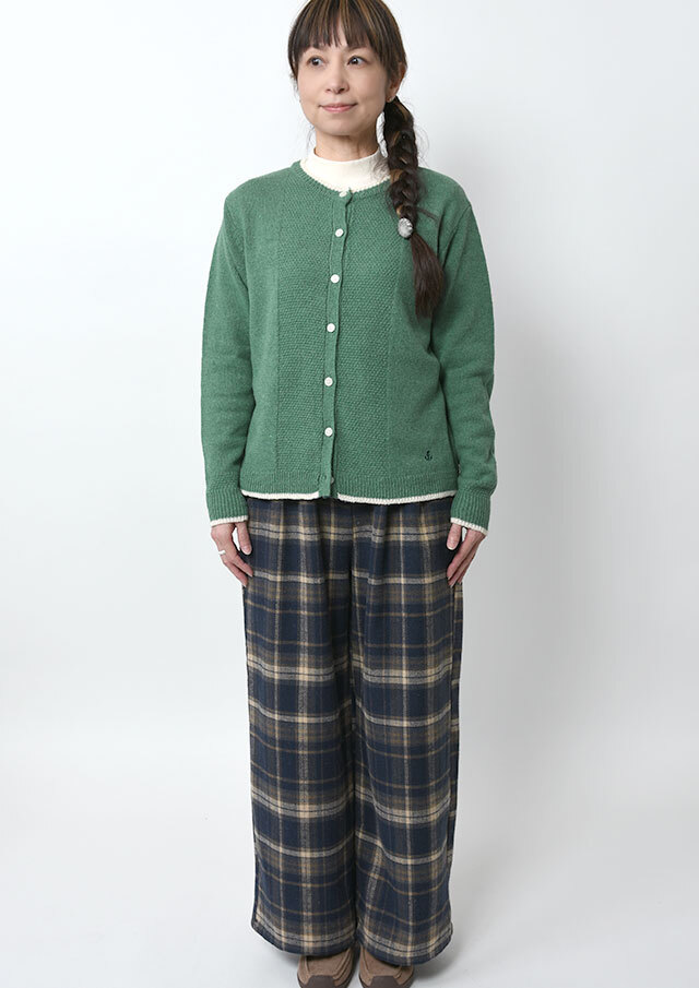 2025秋冬】【ポートランド】編地変化クルーネックカーディガン