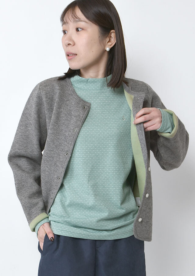 【2025秋冬】【ポートランド】Wフェイスノーカラーニットジャケット【PL065908】【S22】