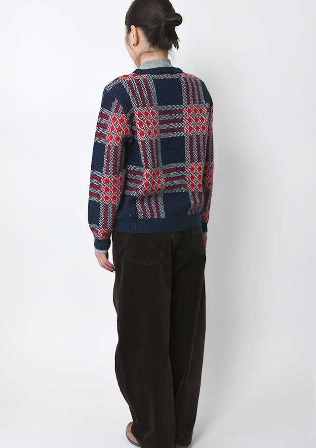 2025秋冬】【ポートランド】タータンチェック風JQDクルーネックニット