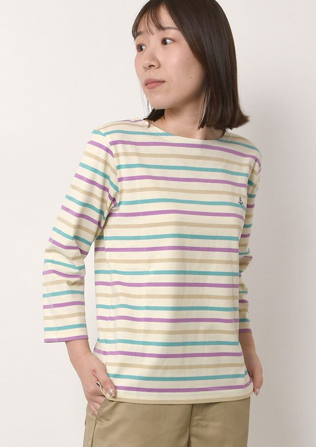 【2025秋冬】【ポートランド】ボーダーボートネックカットソー八分袖【PL075701】【S21】