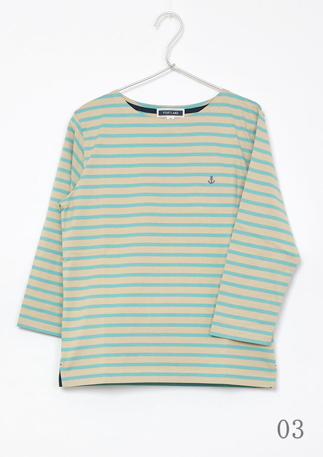 2025秋冬】【ポートランド】ボーダーボートネックカットソー八分袖