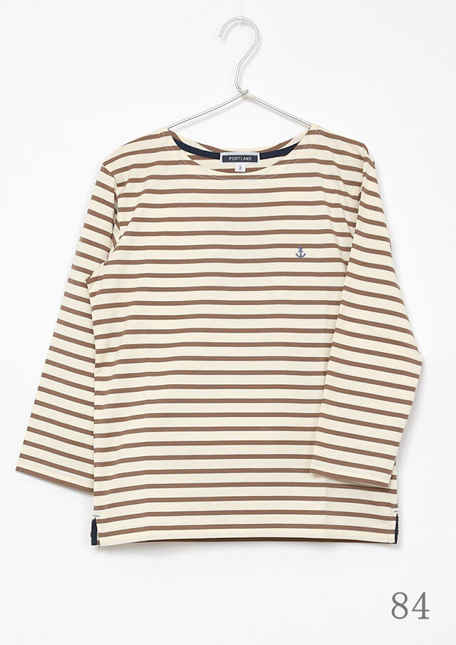 2025秋冬】【ポートランド】ボーダーボートネックカットソー八分袖