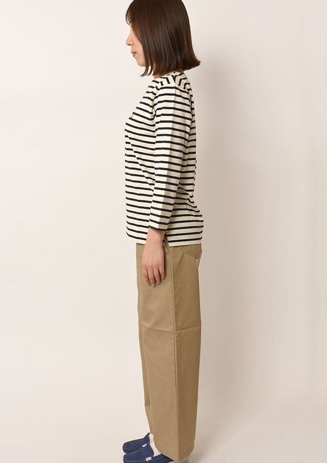 2025秋冬】【ポートランド】ボーダーボートネックカットソー八分袖