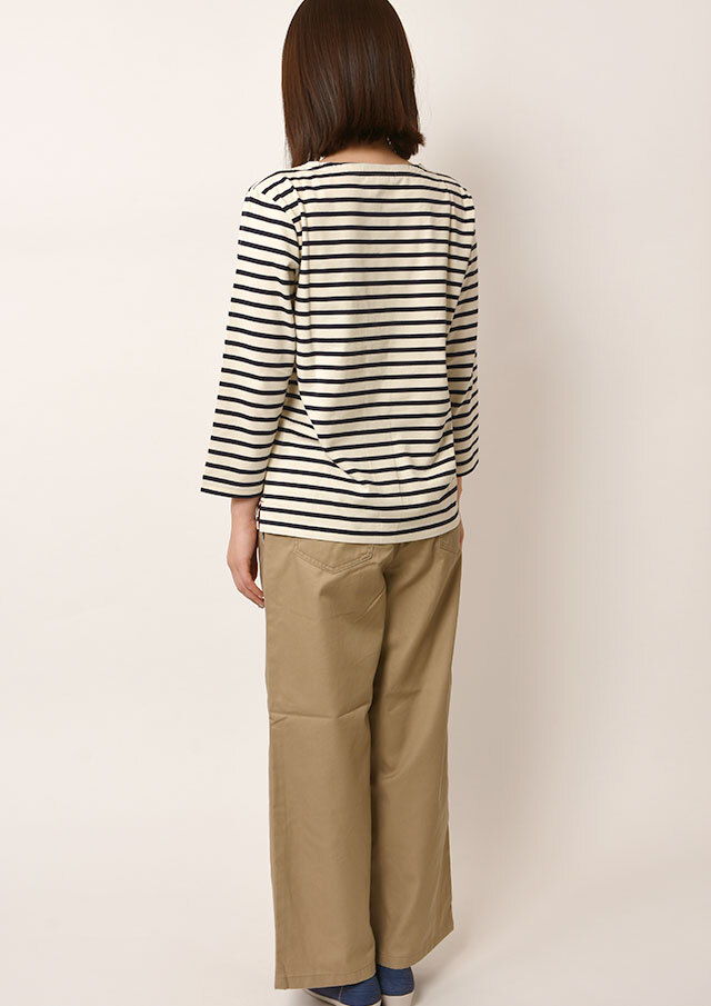 2025秋冬】【ポートランド】ボーダーボートネックカットソー八分袖