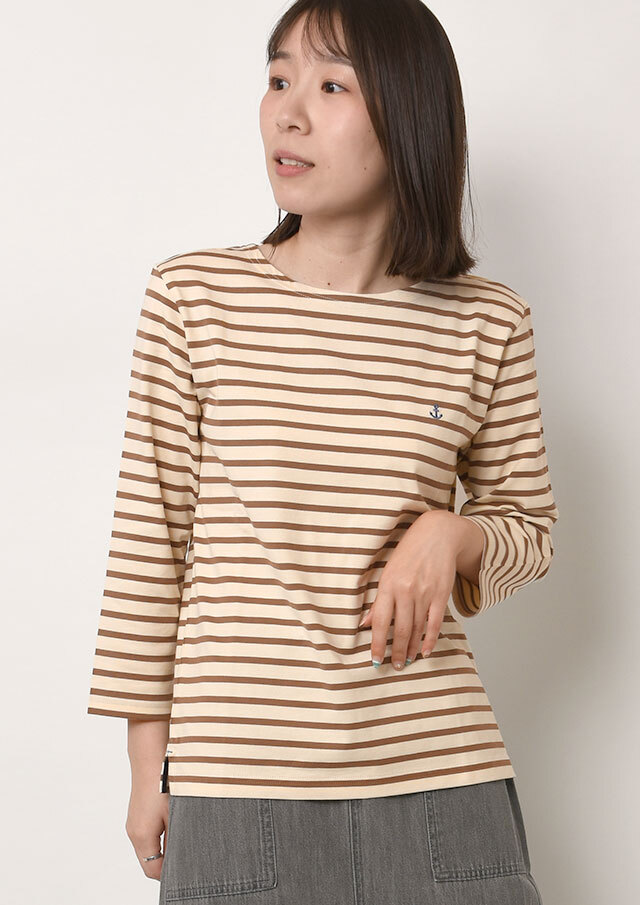 2025秋冬】【ポートランド】ボーダーボートネックカットソー八分袖