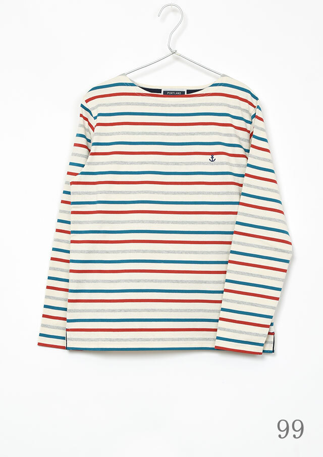 ボートネックカラーボーダー ボートネックボーダーTシャツ(7分袖)(洗濯機OK) - ファッション通販