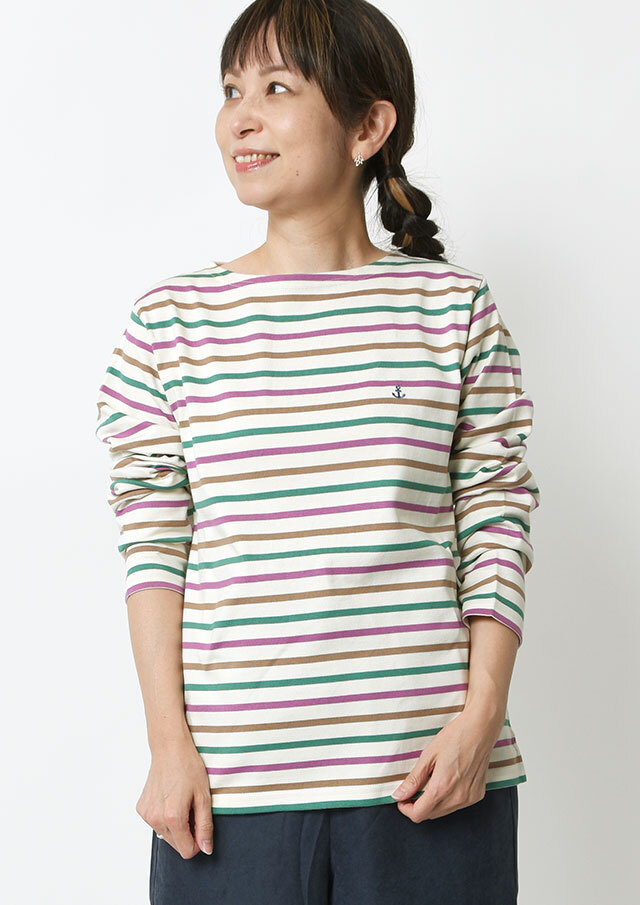 2025秋冬】【ポートランド】ボーダーボートネックカットソー長袖