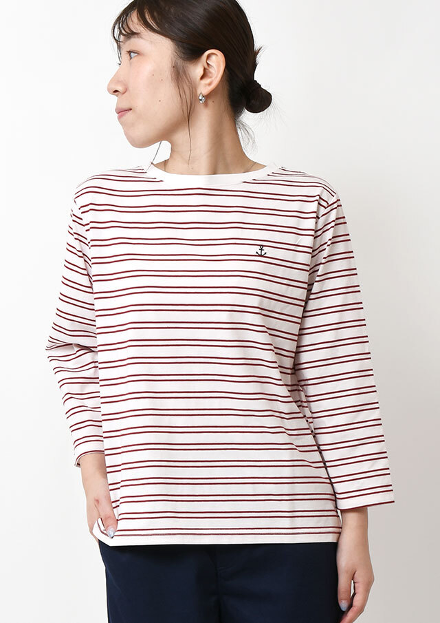 【2025秋冬】【ポートランド】TCボーダーボートネックカットソー八分袖【PL075821】【S21】