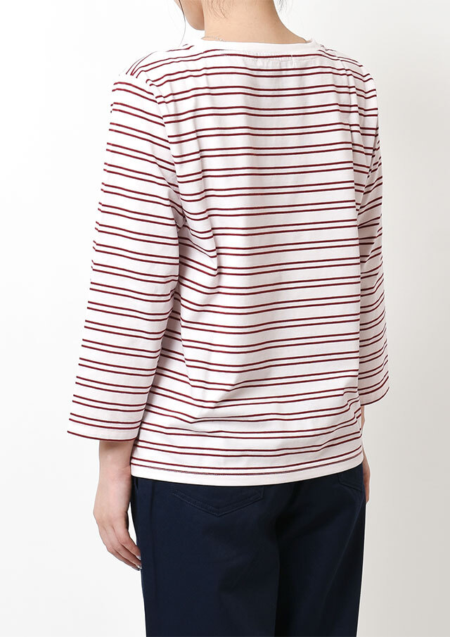 2025秋冬】【ポートランド】TCボーダーボートネックカットソー八分袖