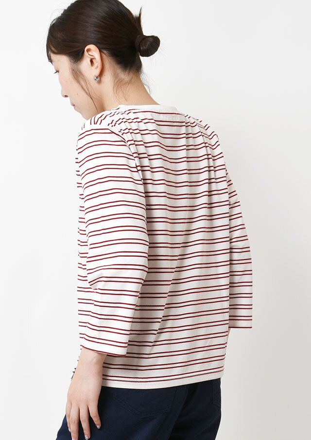 2025秋冬】【ポートランド】TCボーダーボートネックカットソー八分袖