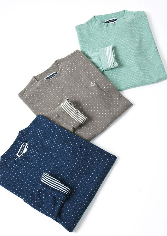 2025秋冬】【ポートランド】接結ドット柄ハイネックカットソー