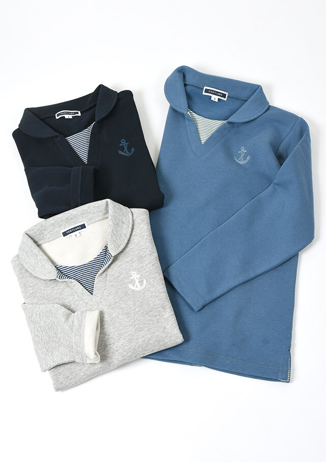 2025秋冬】【ポートランド】裏起毛マリンカラープルオーバー【PL075909