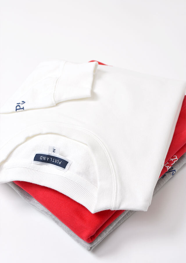 2026春夏】【ポートランド】刺繍入りミニ裏毛クルーネックプルオーバー